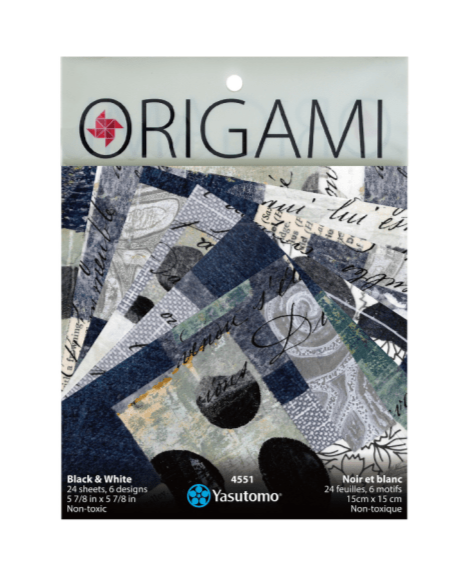 Yasutomo Origami Collage Black & White 6 Patterns 24 Sheets - The Merri Artist - merriartist.com