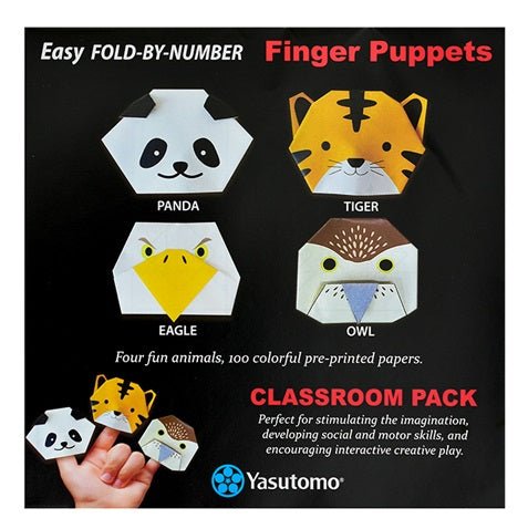 Yasutomo Origami Finger Puppets - Classroom Pack - 4 Animals 100 Sheets - The Merri Artist - merriartist.com