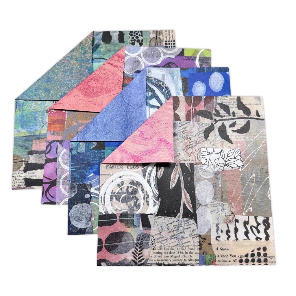 Yasutomo Origami Mixed Media Collage 4 Patterns Double Sided 24 Sheets - The Merri Artist - merriartist.com