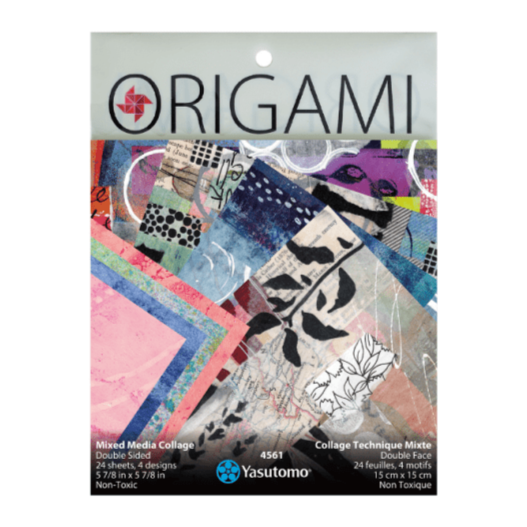 Yasutomo Origami Mixed Media Collage 4 Patterns Double Sided 24 Sheets - The Merri Artist - merriartist.com