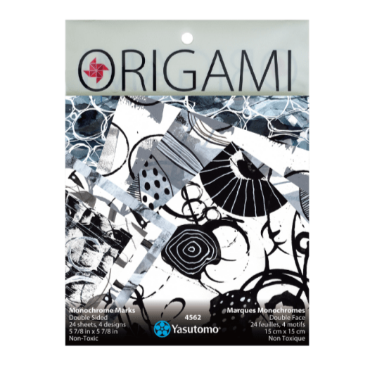 Yasutomo Origami Monochrome Marks 4 Patterns Double Sided 24 Sheets - The Merri Artist - merriartist.com
