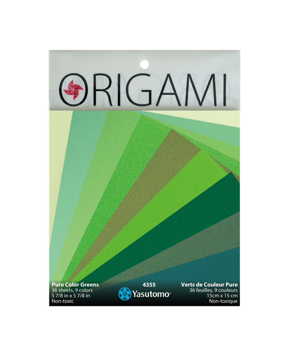 Yasutomo Origami PURE Greens 9 Colors 36 Sheets - The Merri Artist - merriartist.com