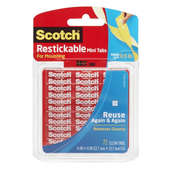 3M Scotch Reusable Mounting Tabs - .5 inch x .5 inch - 72 pack - The Merri Artist - merriartist.com