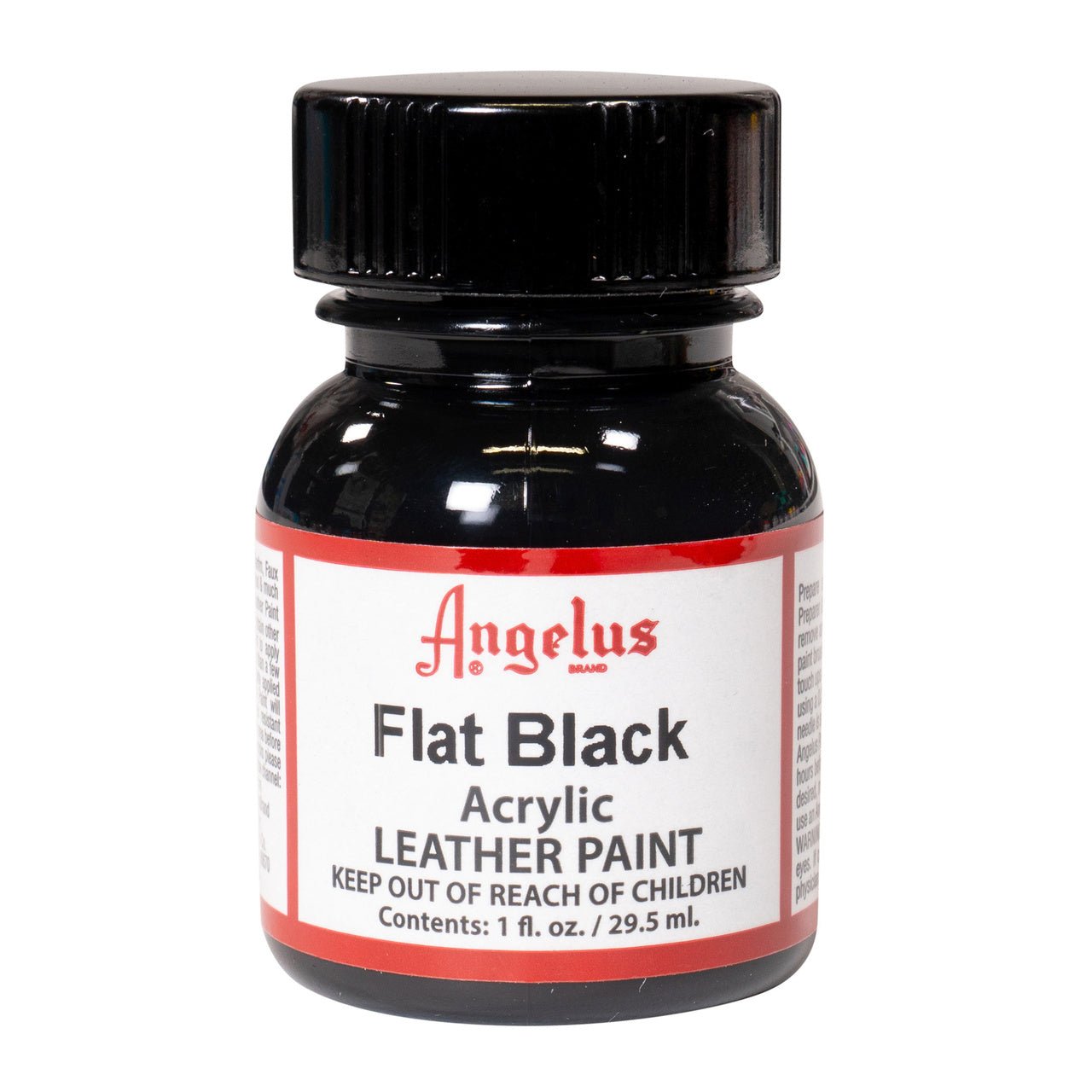 Angelus Acrylic Leather Paint - 1 oz. Bottle - Flat Black - merriartist.com