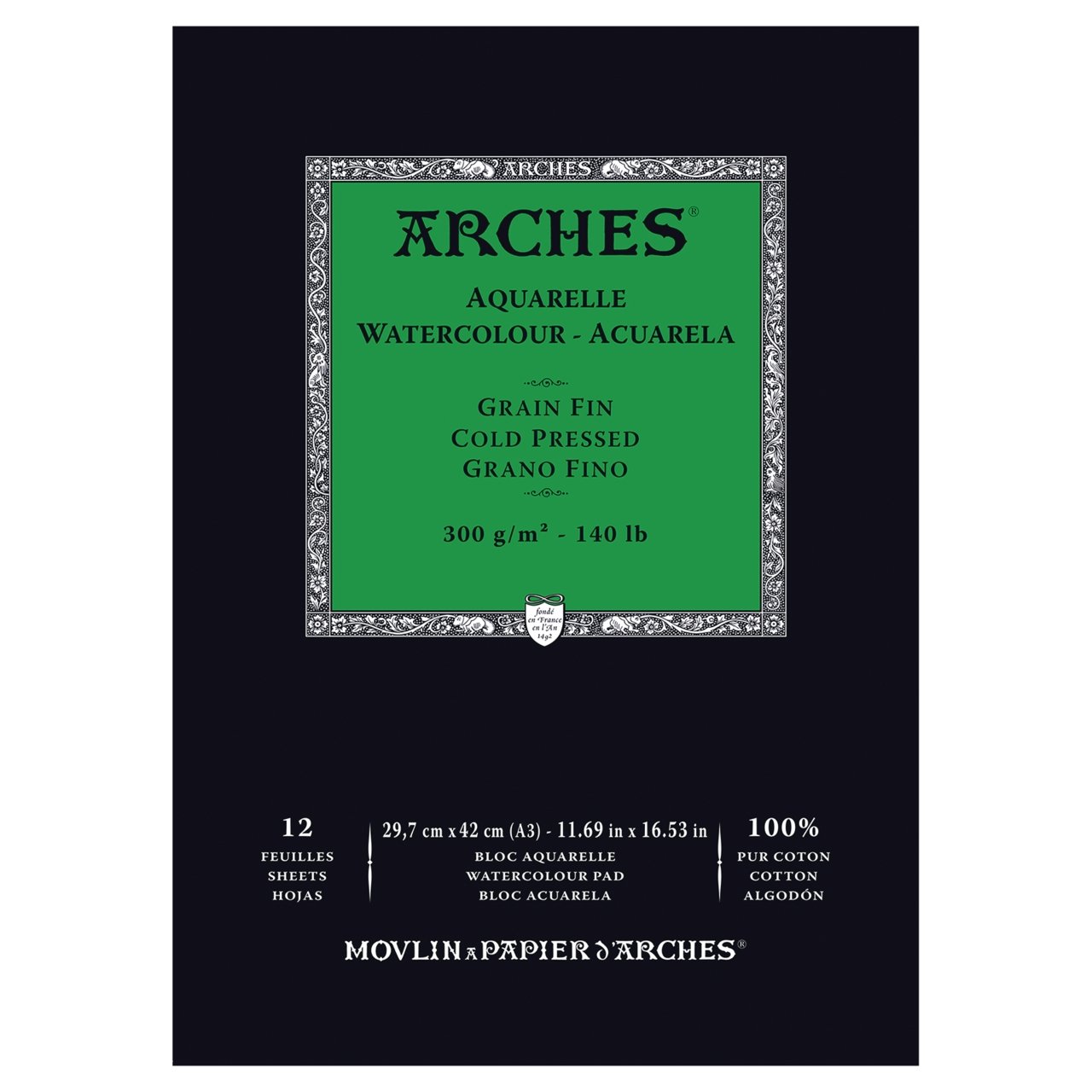 Arches Cold Press 140 lb. Watercolor Paper pad 11.69X16.53 (A3) - merriartist.com