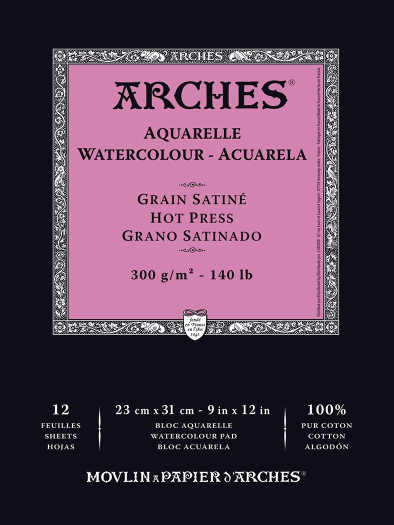 Arches Hot Pressed 140 lb. Watercolor Paper pad 9x12 - merriartist.com