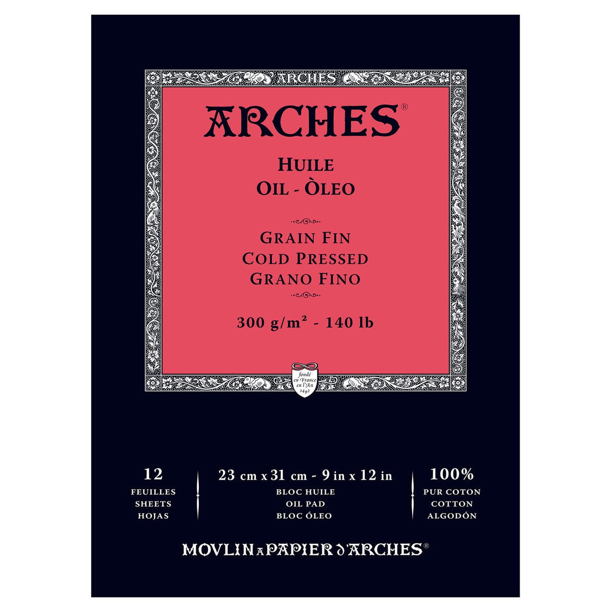 ARCHES Oil Cold Pressed White 140 lb 300 gsm 9x12 inch Pad (12 Sheets) - merriartist.com