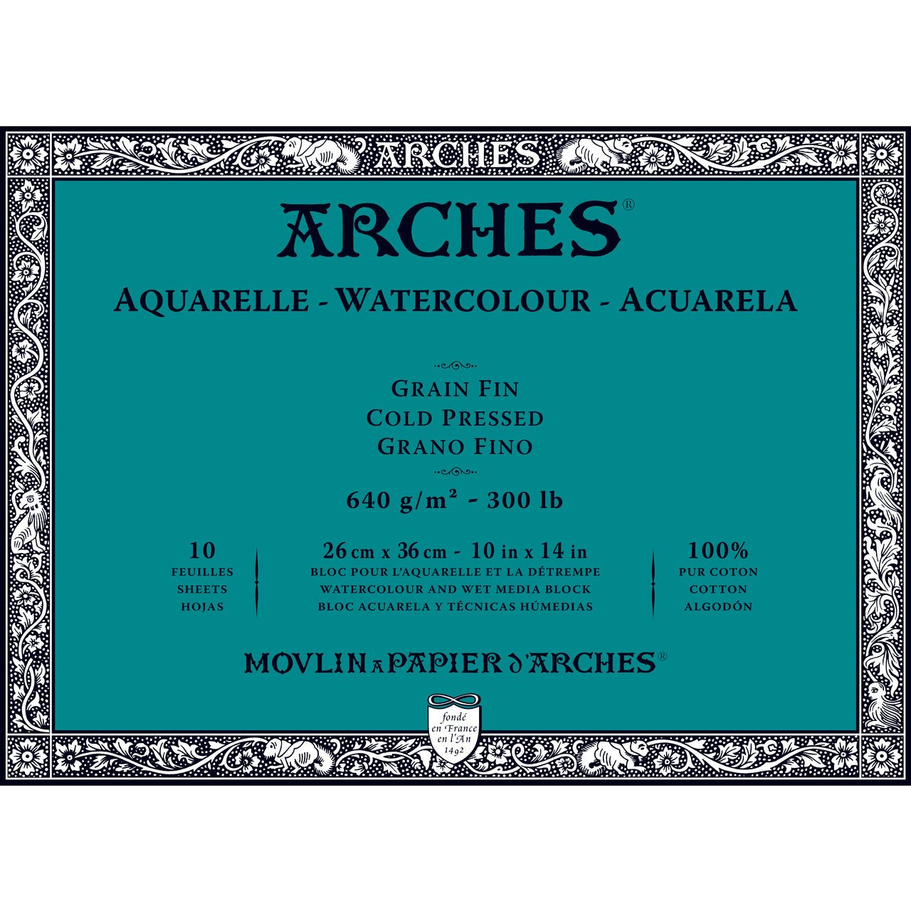 ARCHES Watercolor Block - Cold Pressed 300 lb 10x14 inch (10 Sheets) - merriartist.com
