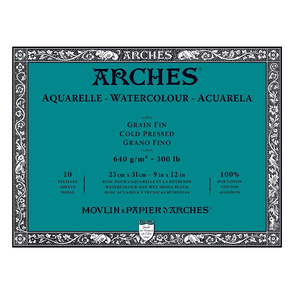 ARCHES Watercolor Block - Cold Pressed 300 lb 9x12 inch (10 Sheets) - merriartist.com