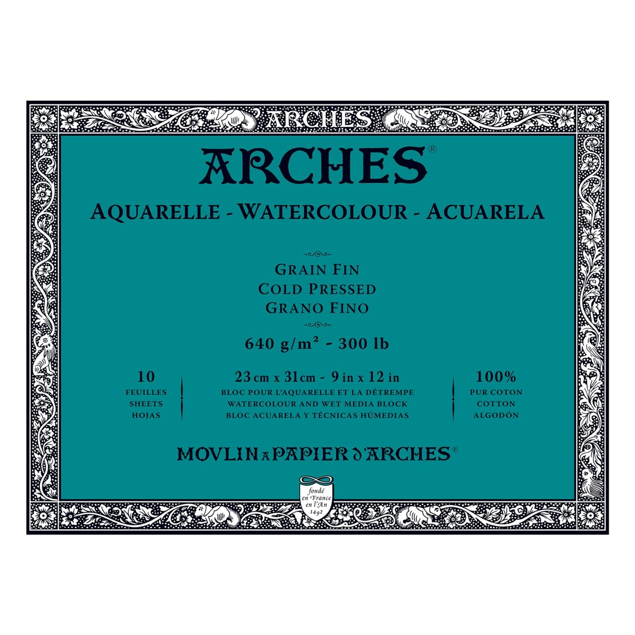 ARCHES Watercolor Block - Cold Pressed 300 lb 9x12 inch (10 Sheets) - merriartist.com