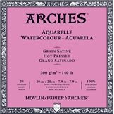ARCHES Watercolor Block - Hot Pressed 140 lb 7.9x7.9 inch Block (20 Sheets) - merriartist.com