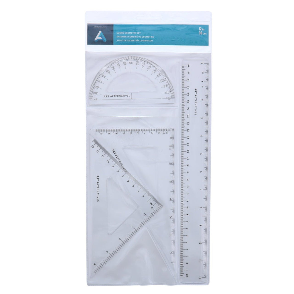 Art Alternatives 4-Piece Combo Geometry Set with 12 inch Ruler