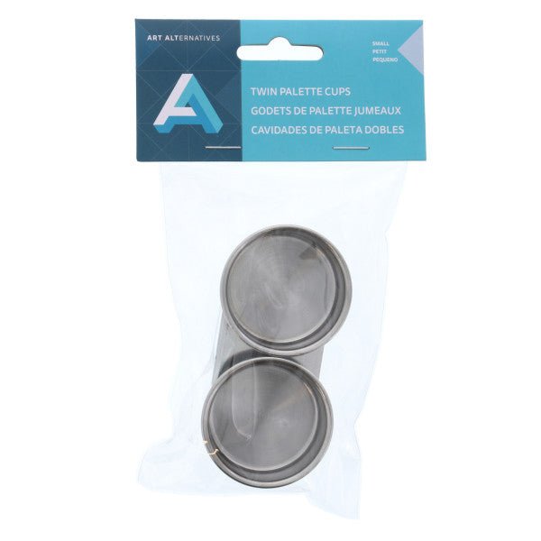 Art Alternatives Stainless Steel Clip-on Palette Cup - Double - Small 1-5/8 inch x 7/8 inch - merriartist.com