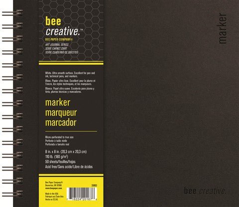 Bee Paper Marker Bee Creative Art Journal 50 Sheet Book 8x8 inch 110 lb. (180 gsm) - merriartist.com