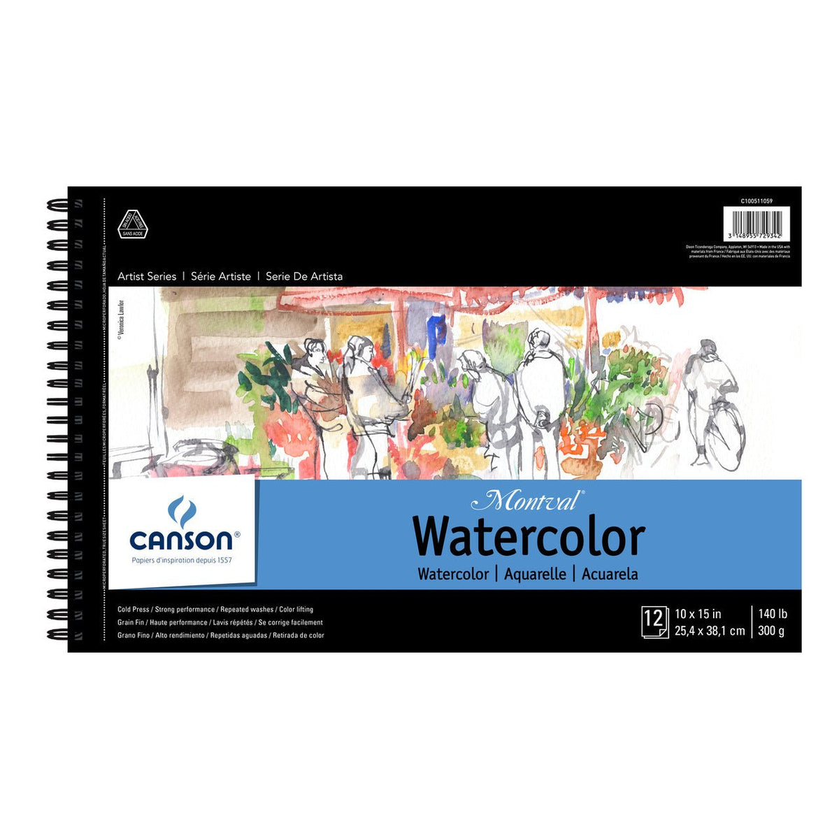 Canson XL Watercolor Pad 9X12 25 Sheets Spiral Bound Pad Cold Press