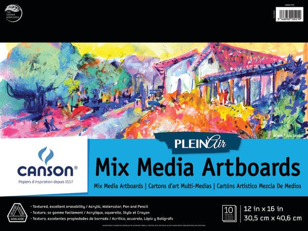 Canson Plein Air Mix Media Artboard Pad, 10 Sheets, 12" x 16" - merriartist.com