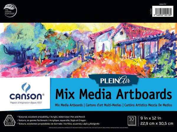 Canson Plein Air Mix Media Artboard Pad, 10 Sheets, 9" x 12" - merriartist.com