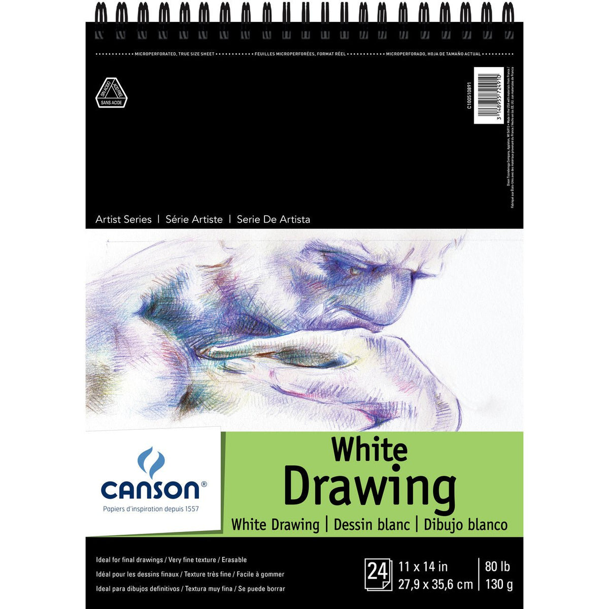 Canson Pure White 80 lb Drawing Pad 11x14 inch - merriartist.com