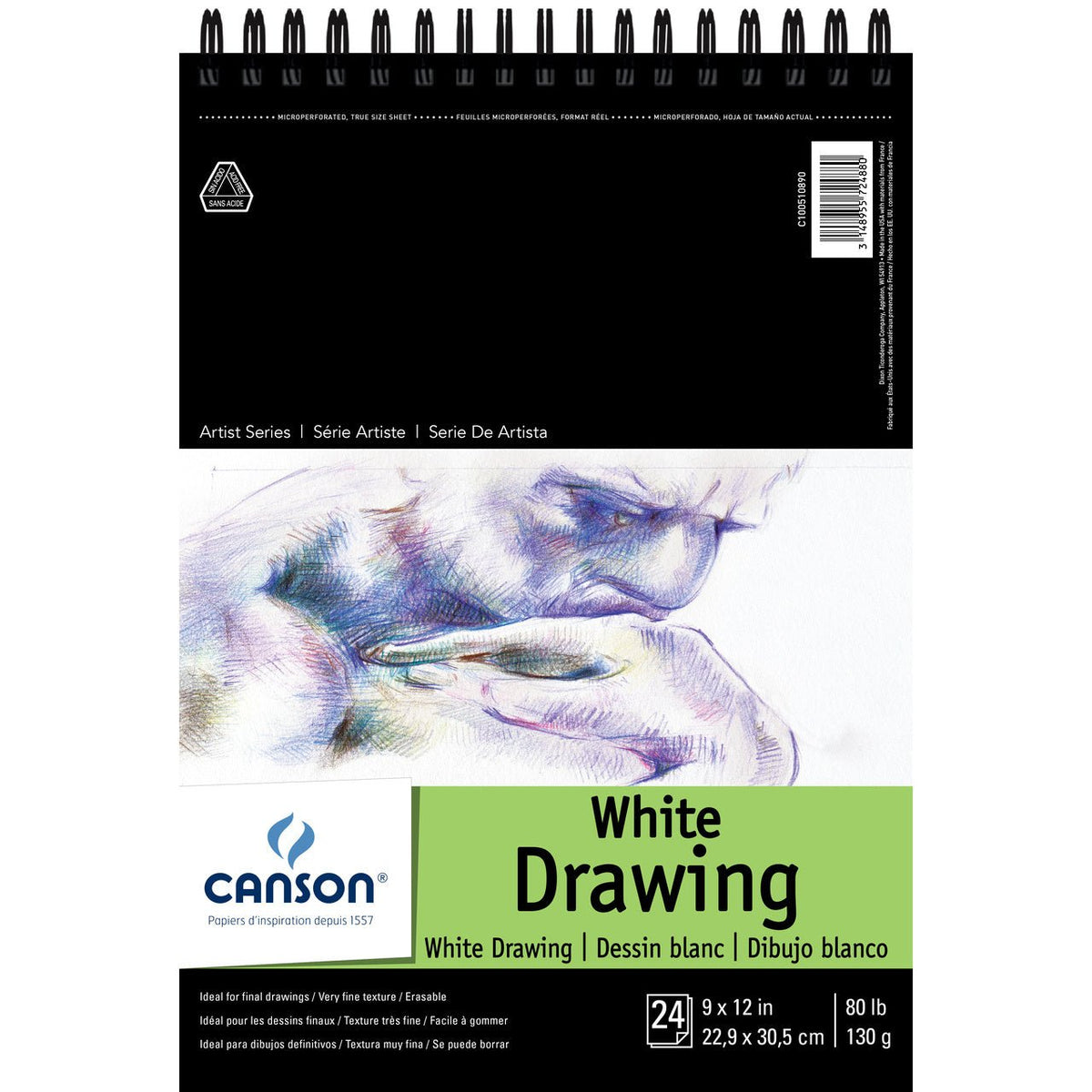 Canson Pure White 80 lb Drawing Pad 9x12 inch - merriartist.com