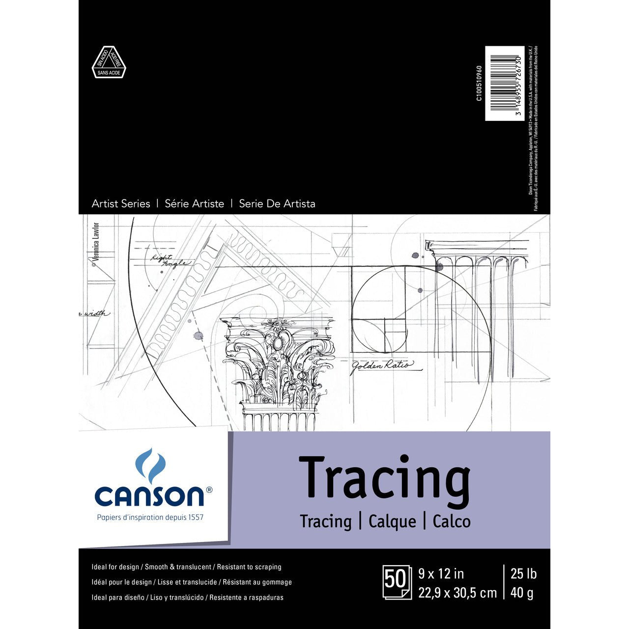 Canson Tracing Pad 25 lb - 50 Sheets 9X12 - merriartist.com