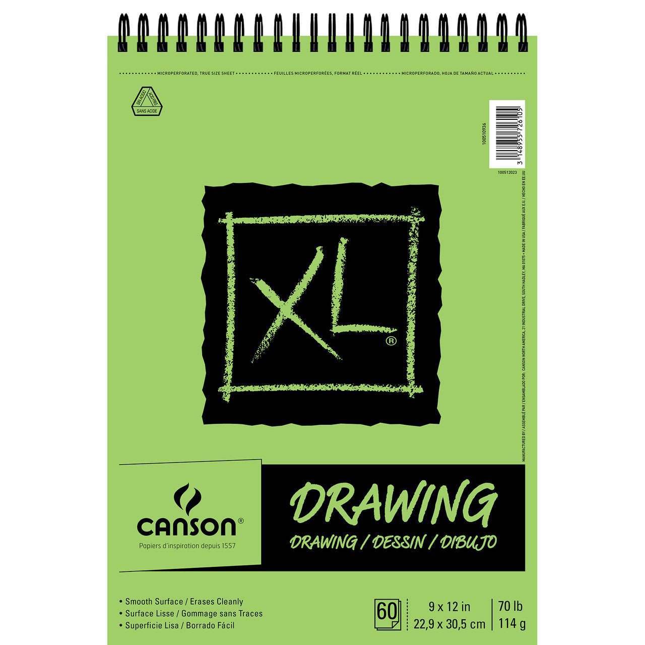 Canson XL Drawing Pad - Top Wire Bound 9x12 inch - 60 Sheets - merriartist.com