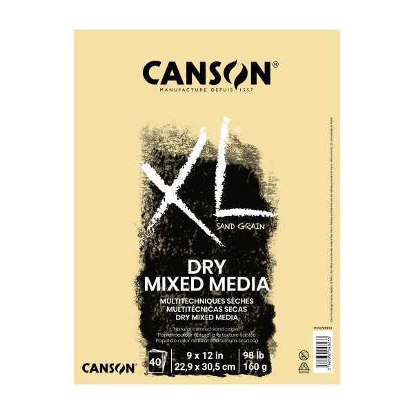 Canson XL Dry Mixed Media Sand Grain Paper 90 lb. - 9"x12" - 40 Sheets - merriartist.com