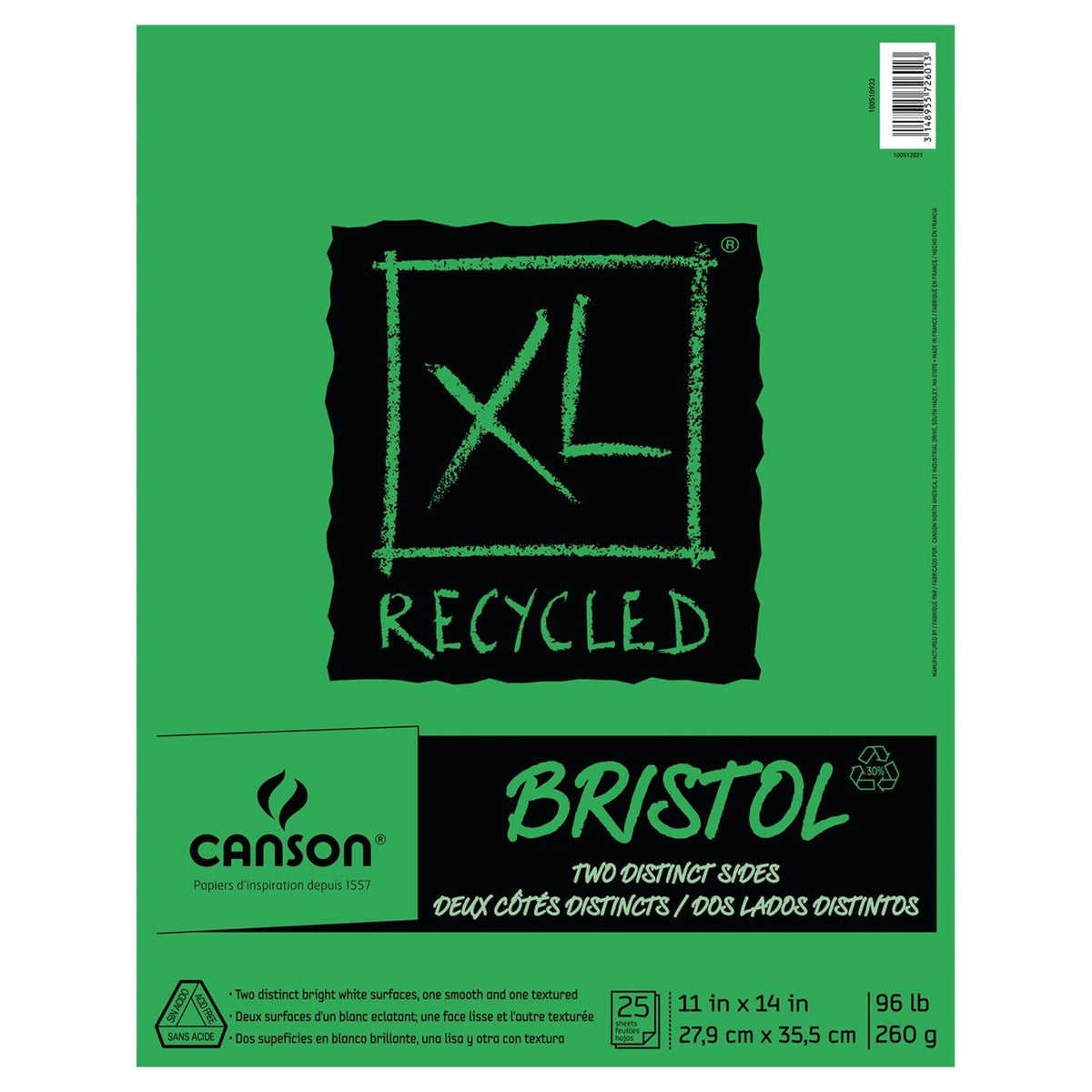 Canson XL Recycled Bristol - 25 Sheet Pad - 11x14 inch - merriartist.com