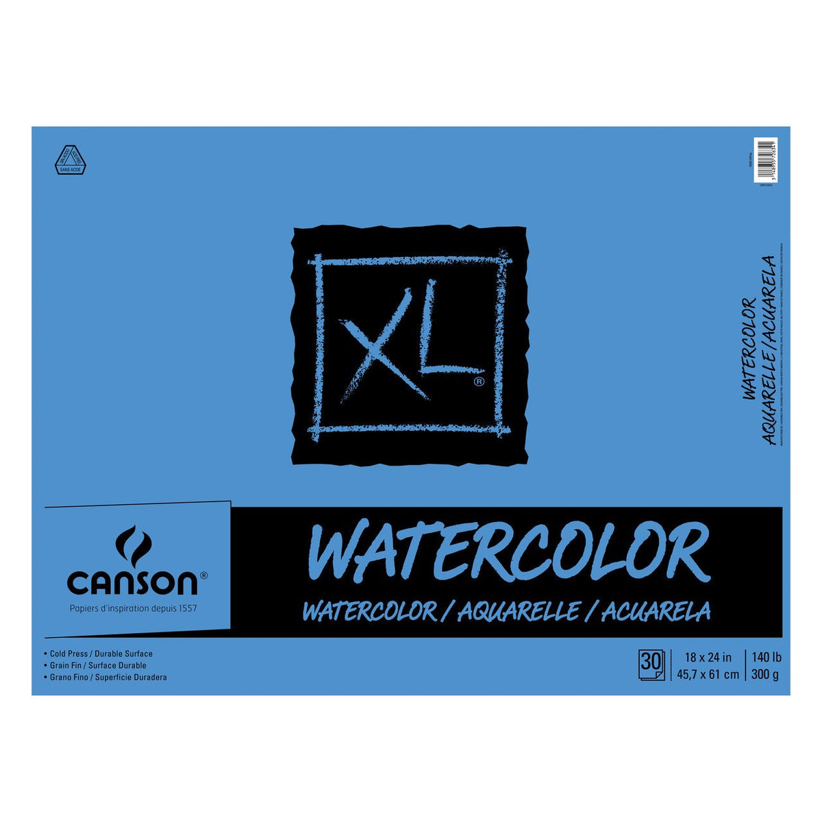 Canson XL Watercolor 140 lb, 30 sheet pad 18X24 - merriartist.com