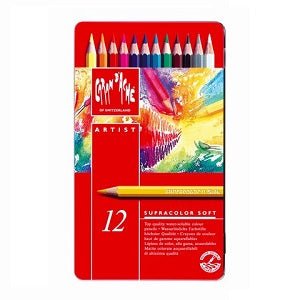 Caran D'Ache Supracolor Soft Aquarelle Watercolor + Pablo Colored Pencils  Wooden Box 160 Count