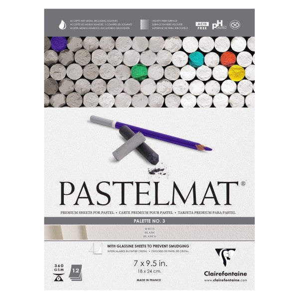 Clairefontaine Premium Pastelmat Pad PL3 ( 12 sheets of white) 7" x 9.5" - merriartist.com