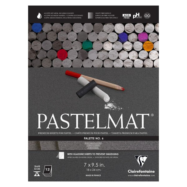 Clairefontaine Premium Pastelmat Pad PL6 (12 sheets of charcoal gray) 7" x 9.5" - merriartist.com