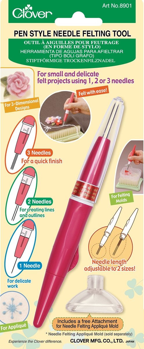 Clover 8901 Pen Style Needle Felting Tool (includes 3 needles) - merriartist.com
