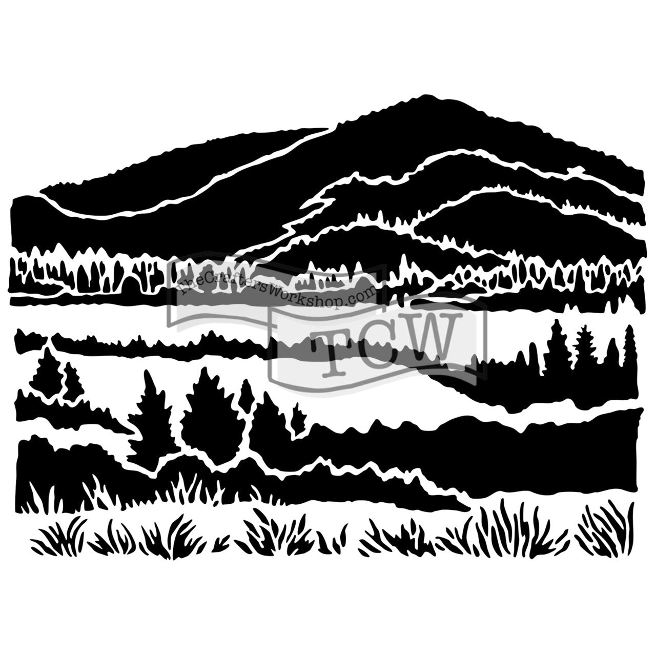 Crafters Workshop Stencil 6X6 - Mountain View - merriartist.com