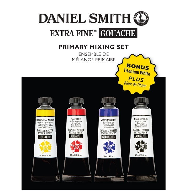Daniel Smith Extra Fine Gouache Primary Mixing Set with FREE Titanium White - merriartist.com
