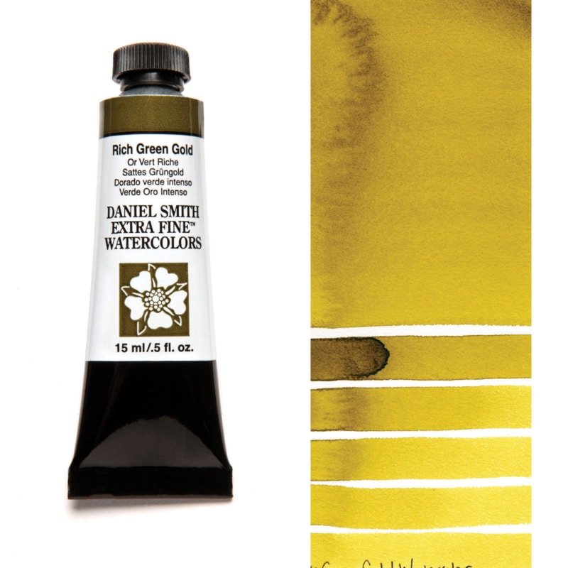 Daniel Smith Extra Fine Watercolor - Rich Green Gold 15 ml - merriartist.com