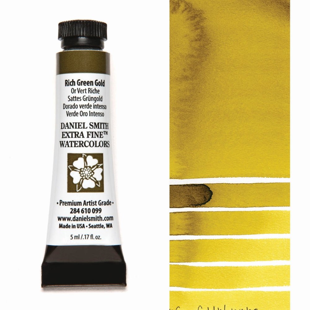 Daniel Smith Extra Fine Watercolor - Rich Green Gold 5 ml (small tube) - merriartist.com