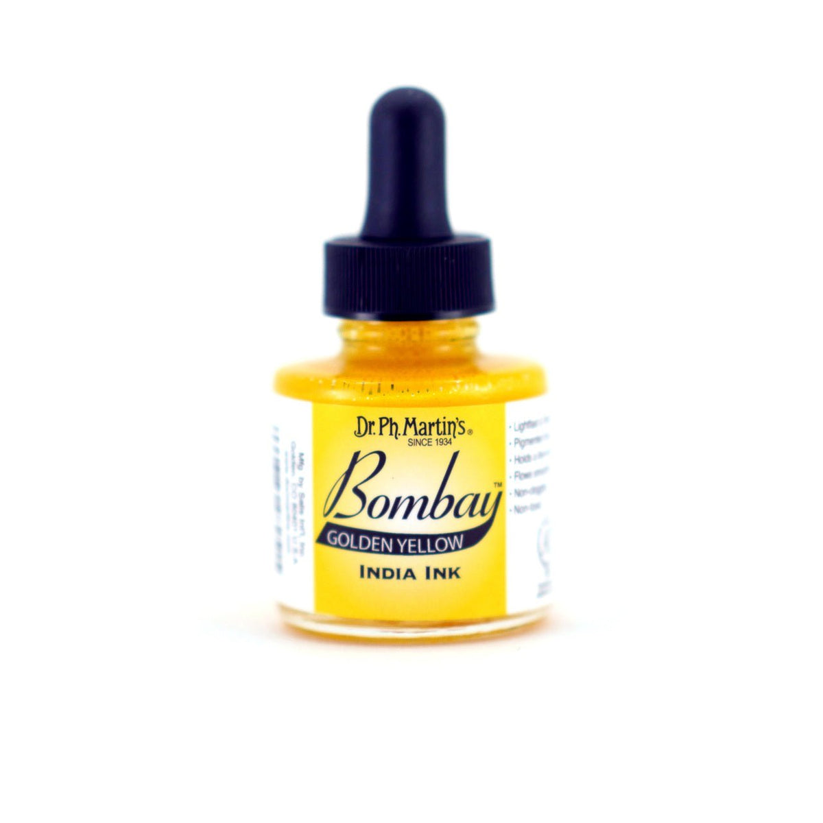 Dr. P.H. Martin Bombay India Ink 1oz - Golden Yellow - merriartist.com