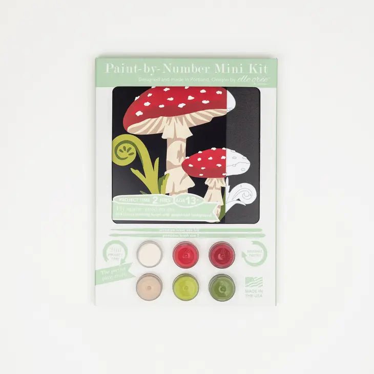 elle crée Fly Agaric Mushrooms MINI Paint-by-Number Kit - merriartist.com