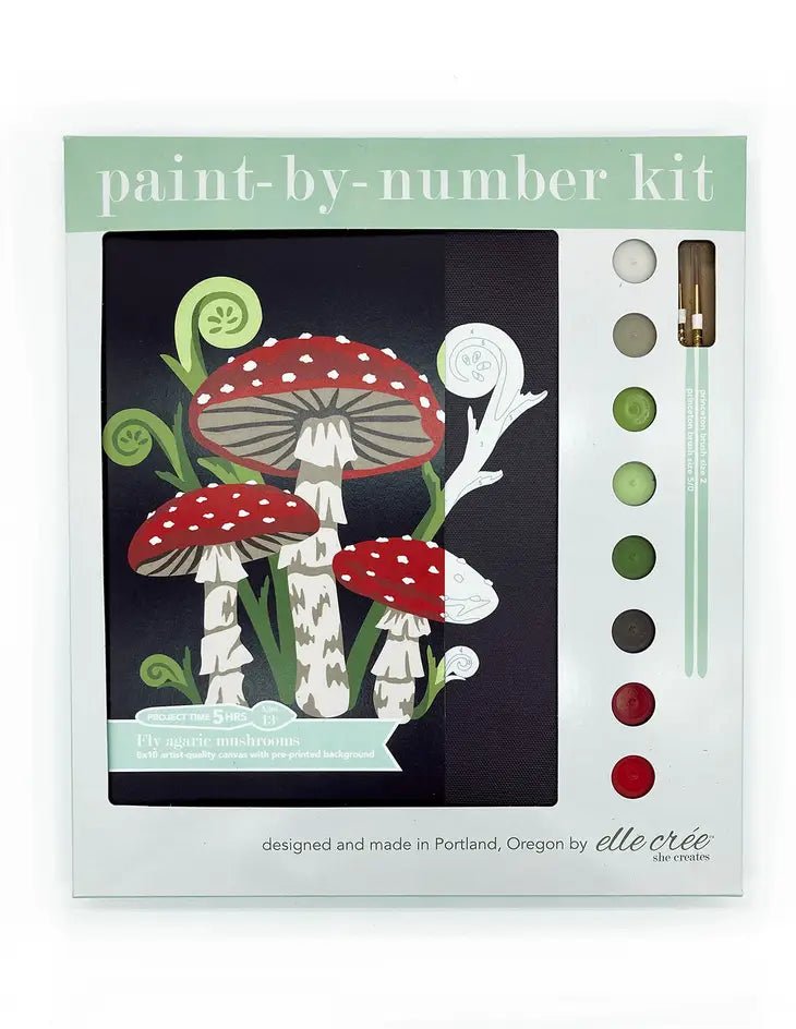 elle crée Fly Agaric Mushrooms Paint-by-Number Kit - merriartist.com