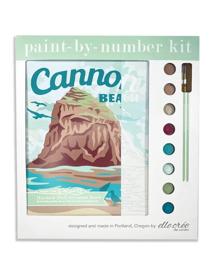elle crée Haystack Rock at Cannon Beach Paint-by-Number Kit - merriartist.com