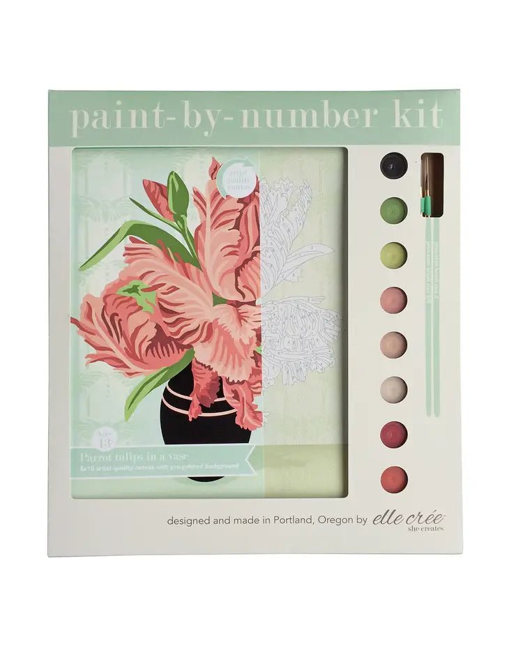 elle crée Parrot Tulips in Vase Paint-by-Number Kit - merriartist.com
