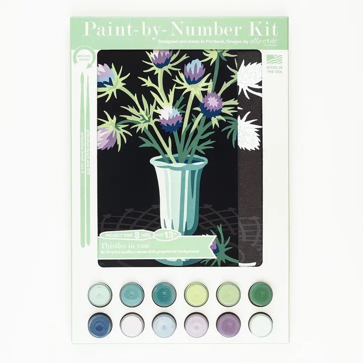 elle crée Thistles in Vase Paint-by-Number Kit - merriartist.com