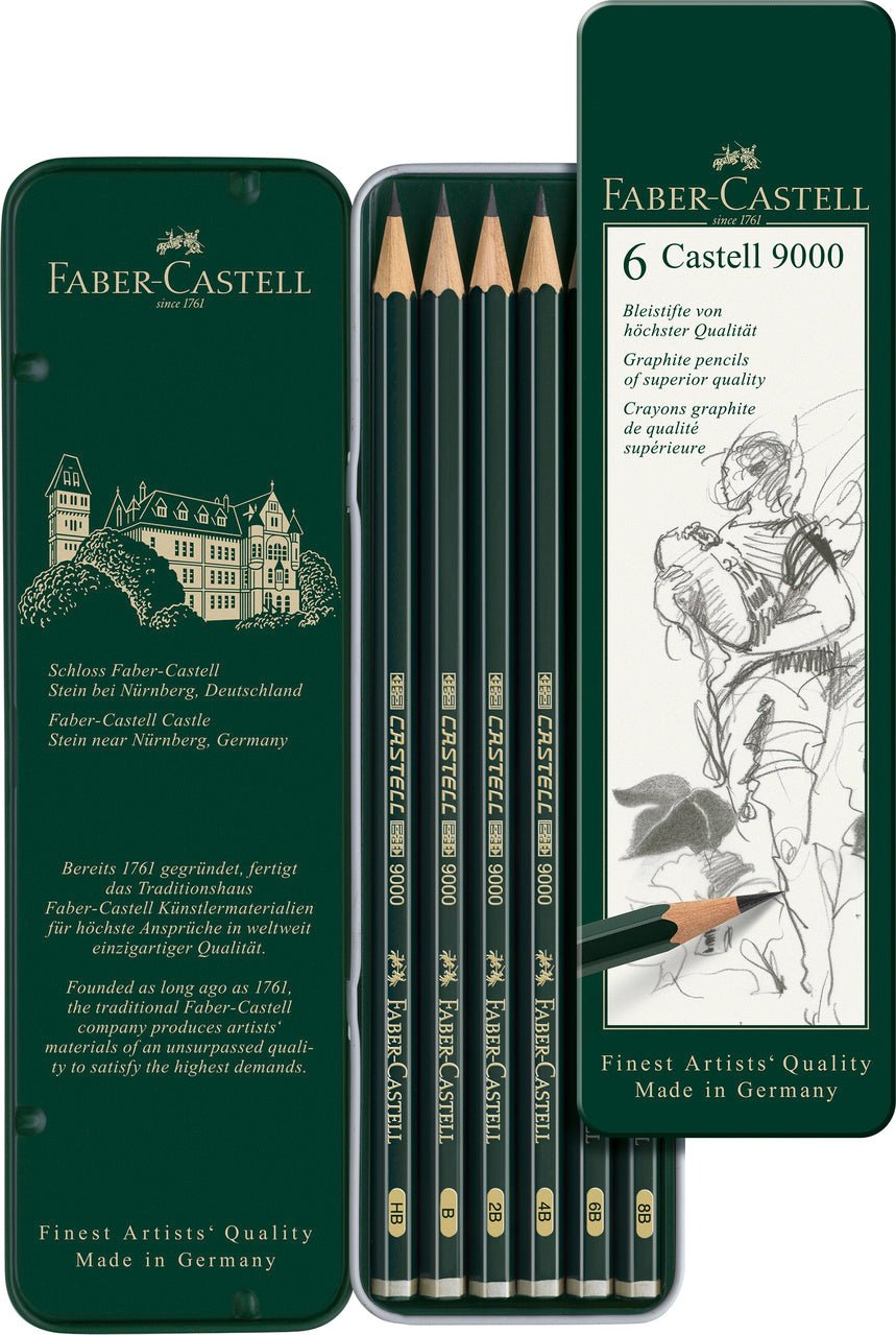Faber-Castell 9000 Graphite Pencil Set of 6 - merriartist.com