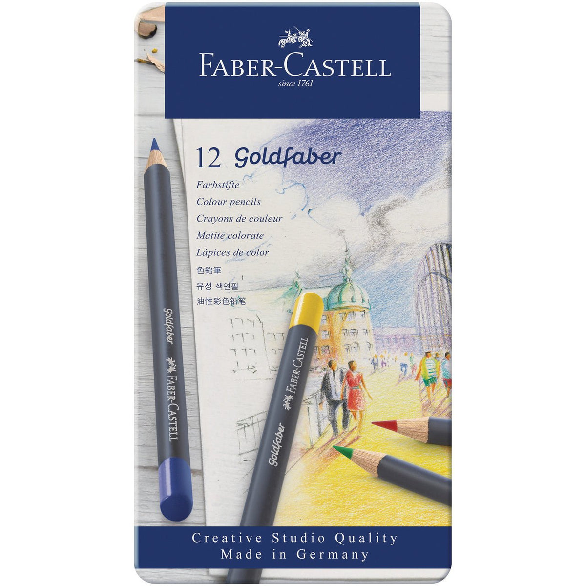 Faber-Castell Goldfaber Colored Pencil 12 Color Set in Metal Tin - merriartist.com