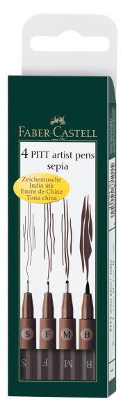 Faber-Castell PITT Artist Pen Sepia Wallet Set - merriartist.com