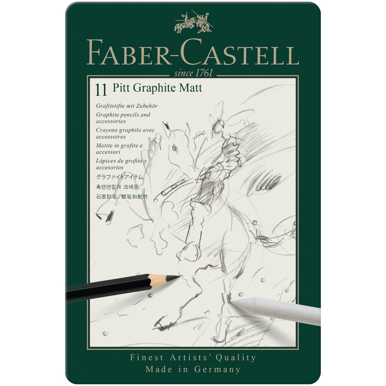 Faber-Castell Pitt Matte Graphite Pencil Set - 11 Piece Tin Set - merriartist.com