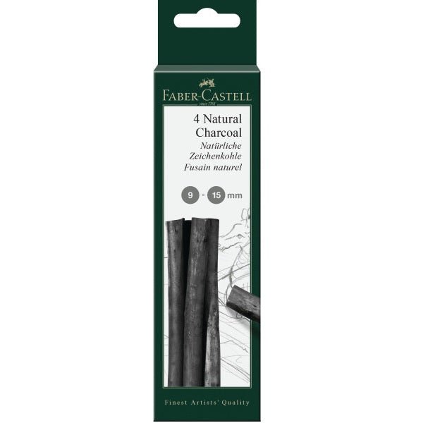 Faber-Castell PITT Natural Willow Charcoal Set - 4 Sticks (9mm - 15mm) - merriartist.com