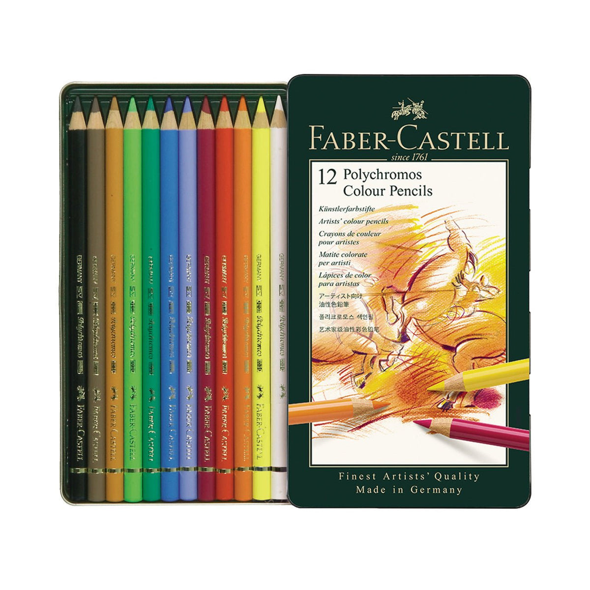 Faber-Castell Polychromos Artist Colored Pencil Set of 12 - merriartist.com