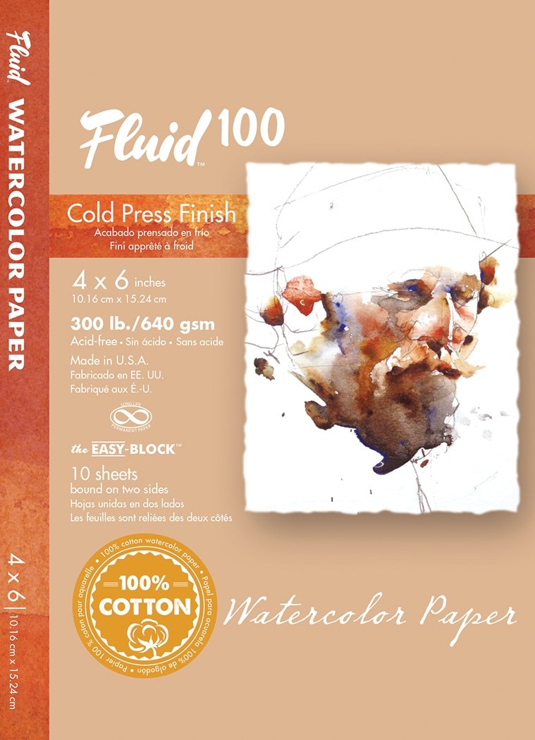 Fluid 100 EZ Block 300lb Cold Press 4X6 10 Sheets - merriartist.com