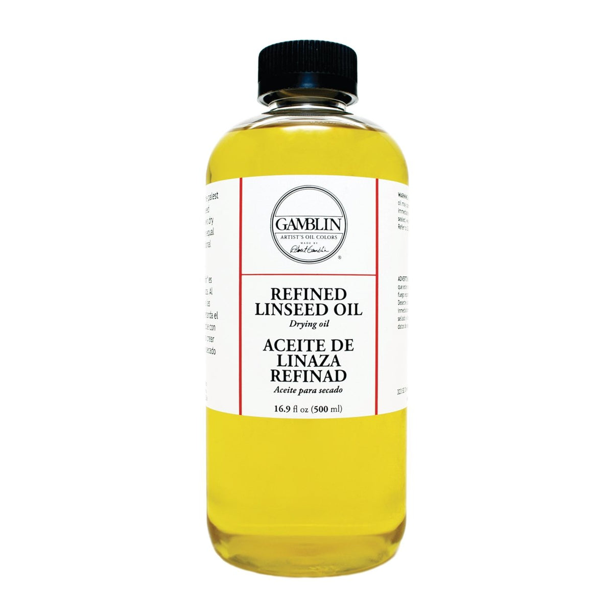 Gamblin Refined Linseed Oil 16.9 fl. ounces (500 ml) - merriartist.com